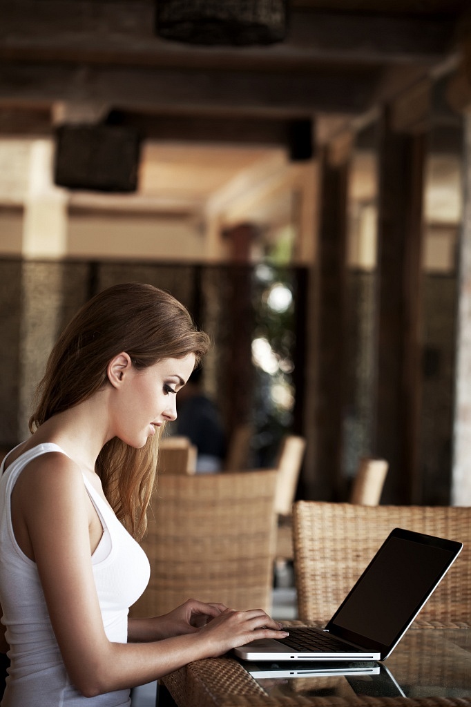 Beautiful woman and her laptop